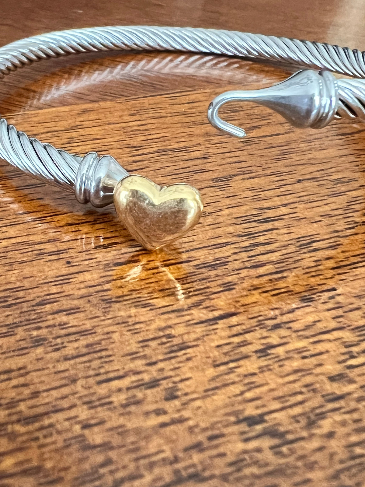 Stainless Steel Golden Heart Bangle Bracelet