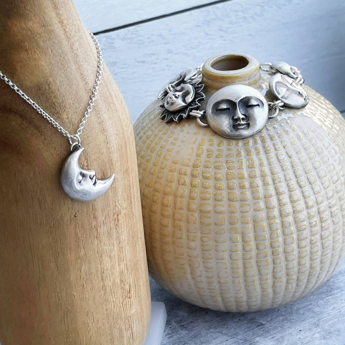 Sterling Silver Crescent Moon Necklace by Heidi J Hale