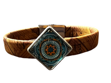 Load image into Gallery viewer, Boho Cork Tile Bracelet - Natural - by Sea Ranch Jewelry