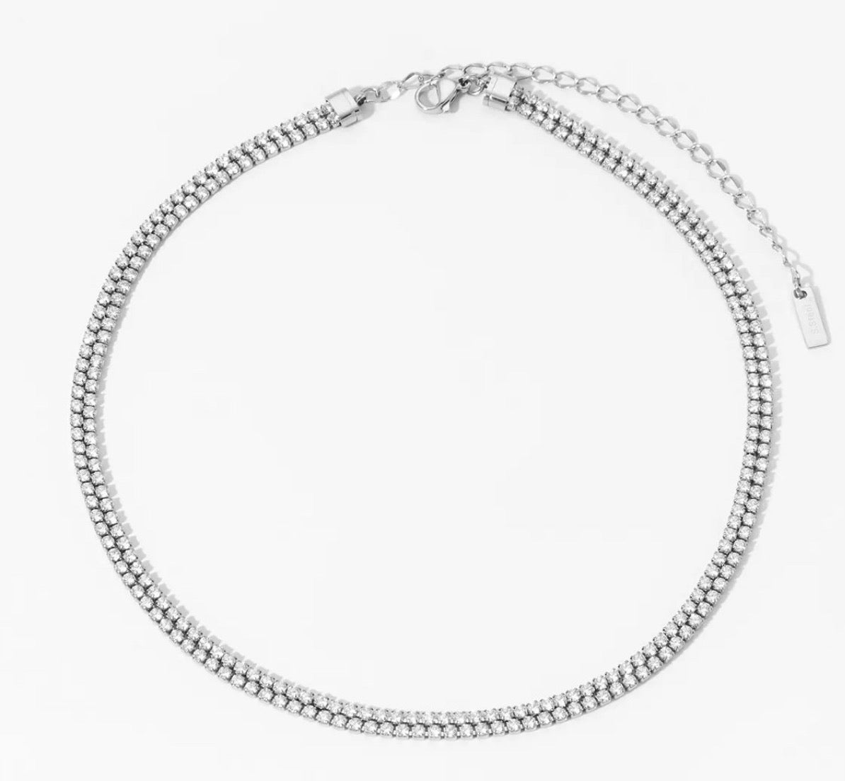 Dazzling Double Row CZ Necklace