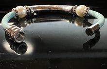 Load image into Gallery viewer, Sea Ranch Jewelry's Chunky Beaded Cork Bracelet - SkyBlue