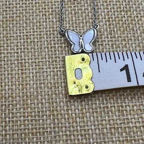 Petite Butterfly Necklace - Titanium with 18k white gold plating