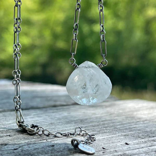 Sterling Silver Faceted Moonstone Necklace by Heidi J Hale