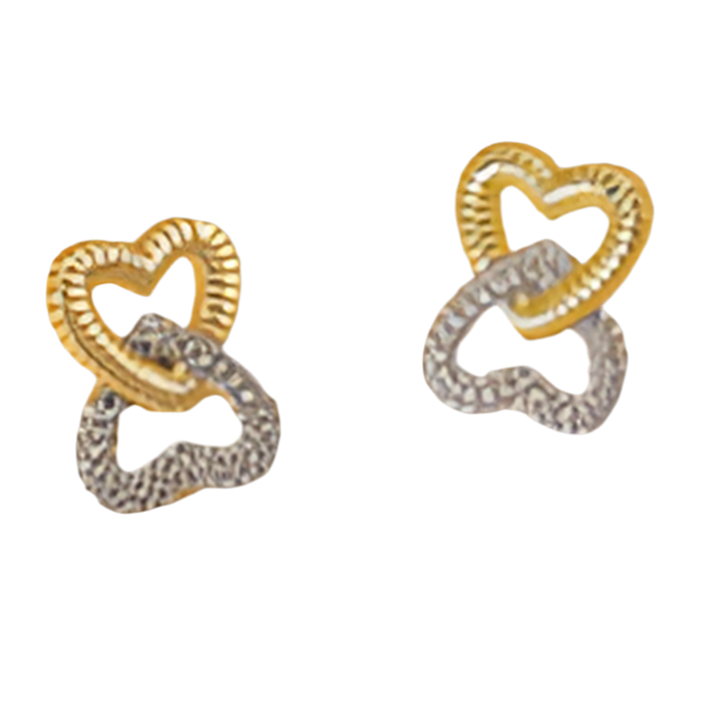 Double Hearts Studs with Crystals