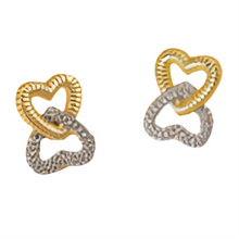Load image into Gallery viewer, Double Hearts Studs with Crystals
