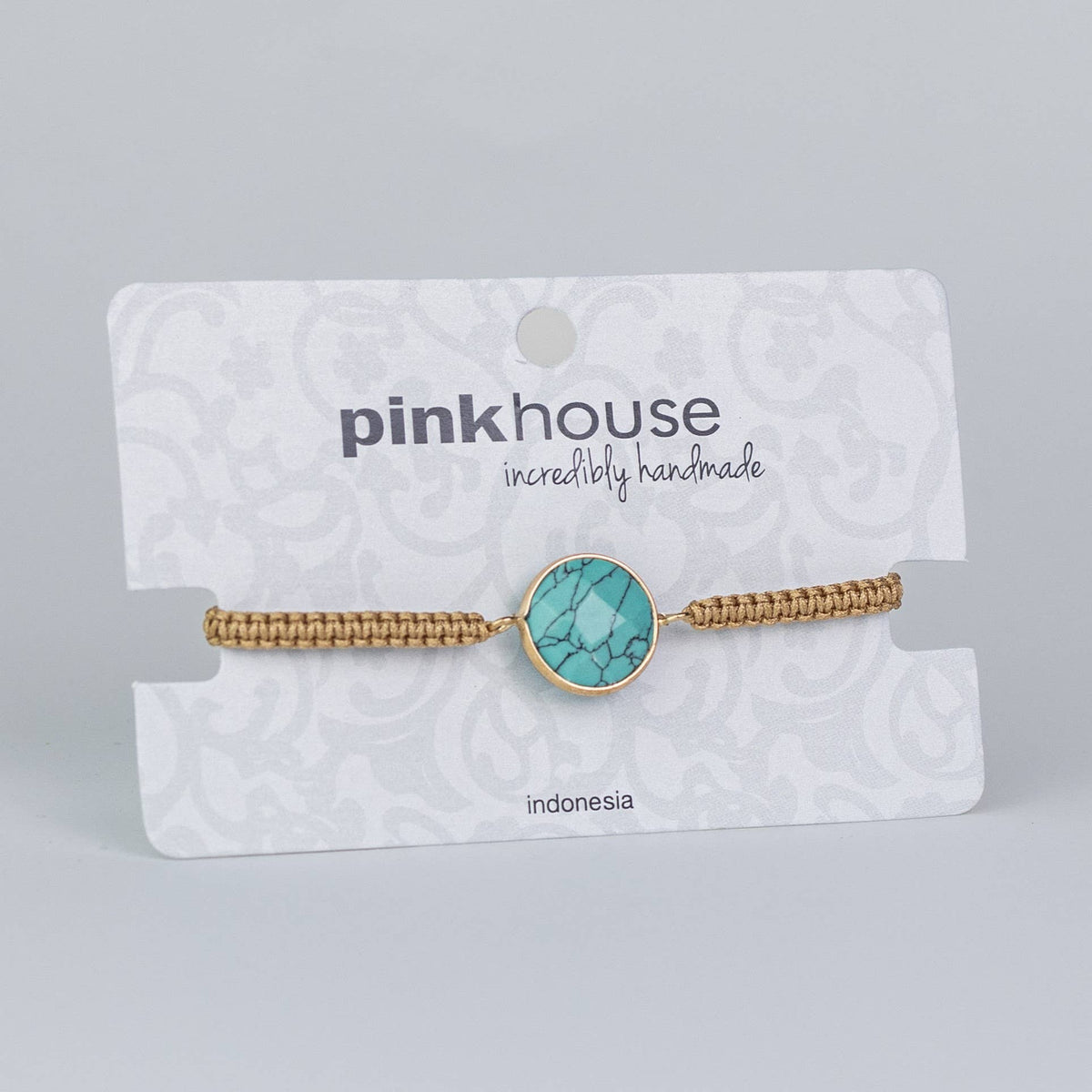 Round Focus Stone Pull Bracelet-Turquoise Howlite by Pink House Imports