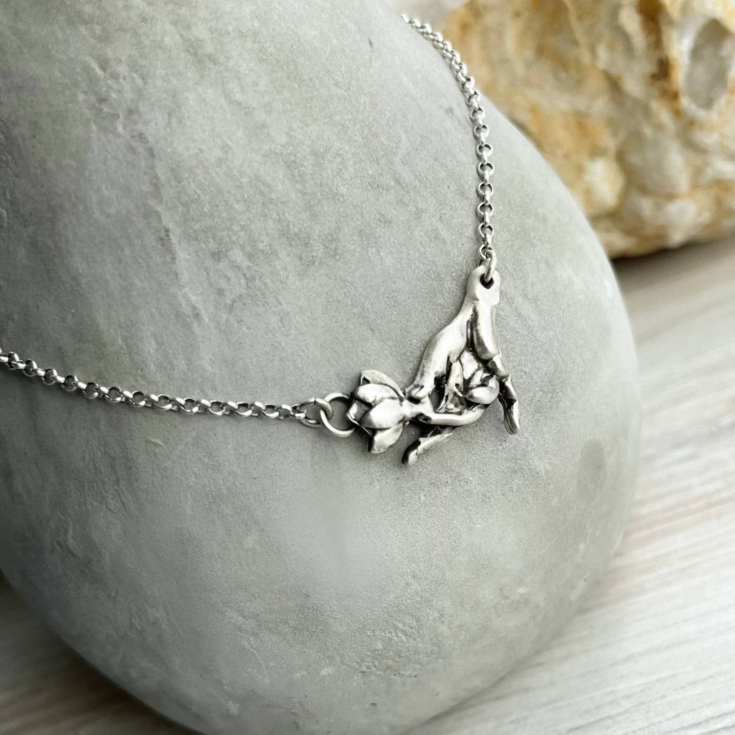 Lotus In Hand Necklace by Heide J. Hale