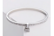 Load image into Gallery viewer, Stainless Steel Lock Charm Bangle Bracelet
