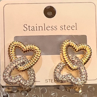 Double Hearts Studs with Crystals