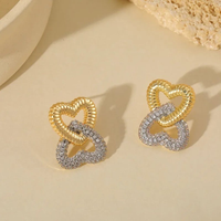 Double Hearts Studs with Crystals