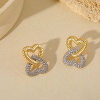 Load image into Gallery viewer, Double Hearts Studs with Crystals
