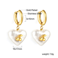 Load image into Gallery viewer, Pearl Heart Drop Earrings!
