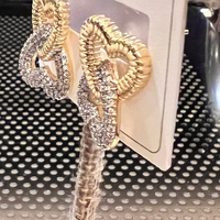 Double Hearts Studs with Crystals