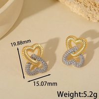 Double Hearts Studs with Crystals