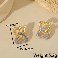 Load image into Gallery viewer, Double Hearts Studs with Crystals
