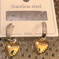 Golden Heart Drop Earrings
