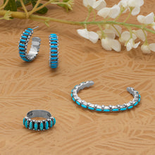 Load image into Gallery viewer, Handmade Junior&#39;s Oval Turquoise Cuff Bracelet
