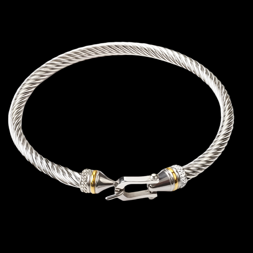Lucky Horseshoe Cable Bracelet with Crystals