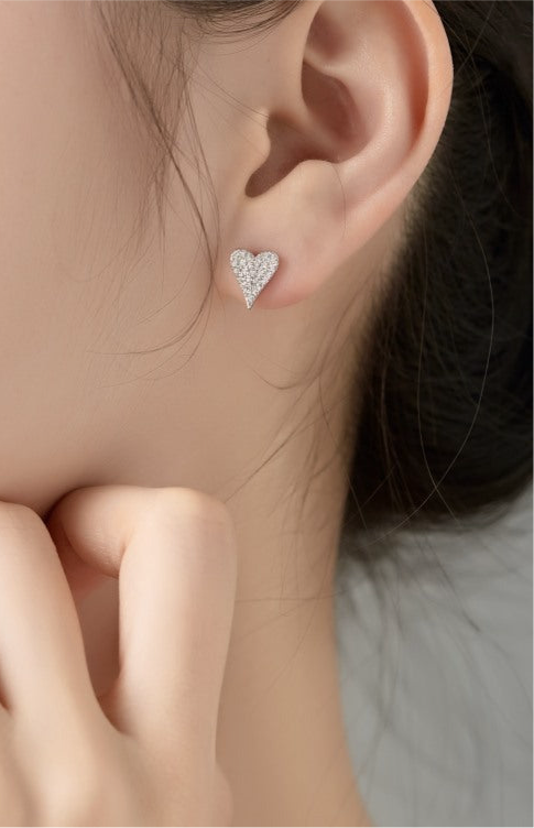 Sterling Silver Crystal Heart Earrings