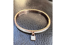 Load image into Gallery viewer, Rose Gold Lock Charm Bangle Bracelet
