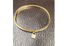 Load image into Gallery viewer, Gold Lock Charm Bangle Bracelet
