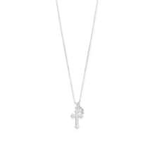 Load image into Gallery viewer, 16&quot; Birthstone and Small Ornate Cross Charm Necklace
