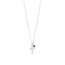 Load image into Gallery viewer, 16&quot; Birthstone and Small Ornate Cross Charm Necklace
