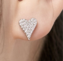 Load image into Gallery viewer, Sterling Silver Crystal Heart Earrings
