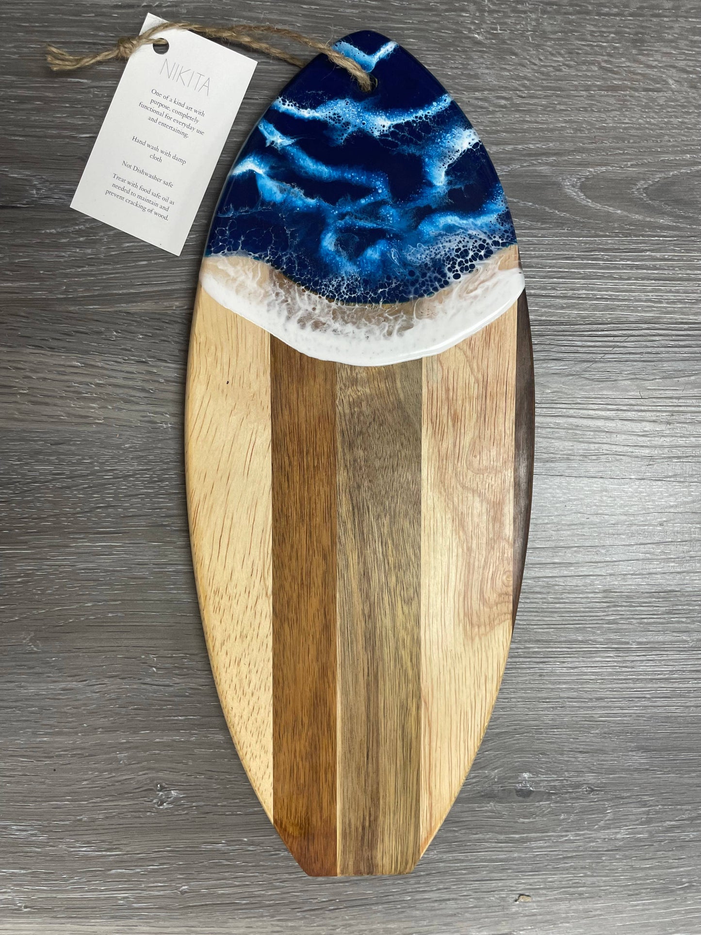 Surf's Up Acacia Wood Cheese Board - Large by Nikita Fine ARt