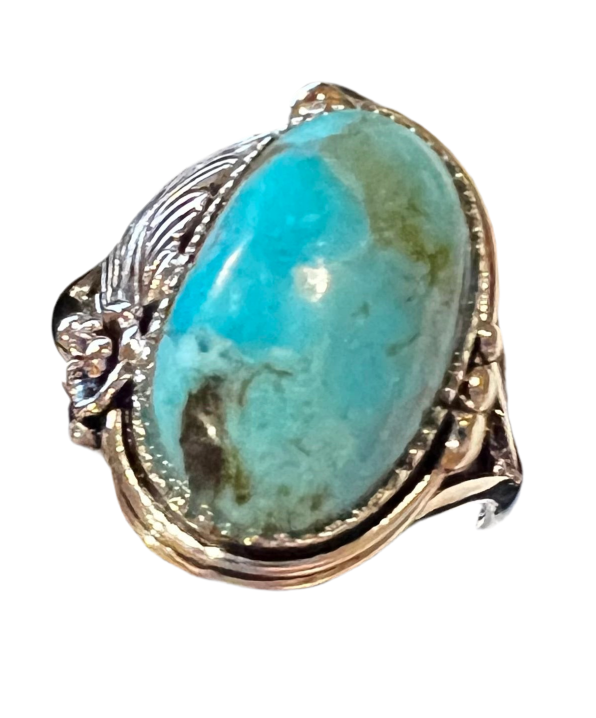 Turquoise & Sterling Silver Floral Ring