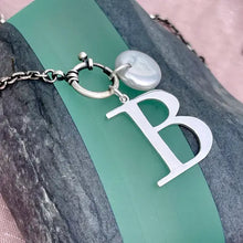 Load image into Gallery viewer, Sterling Initial Necklace with Freshwater Pearl Coin
