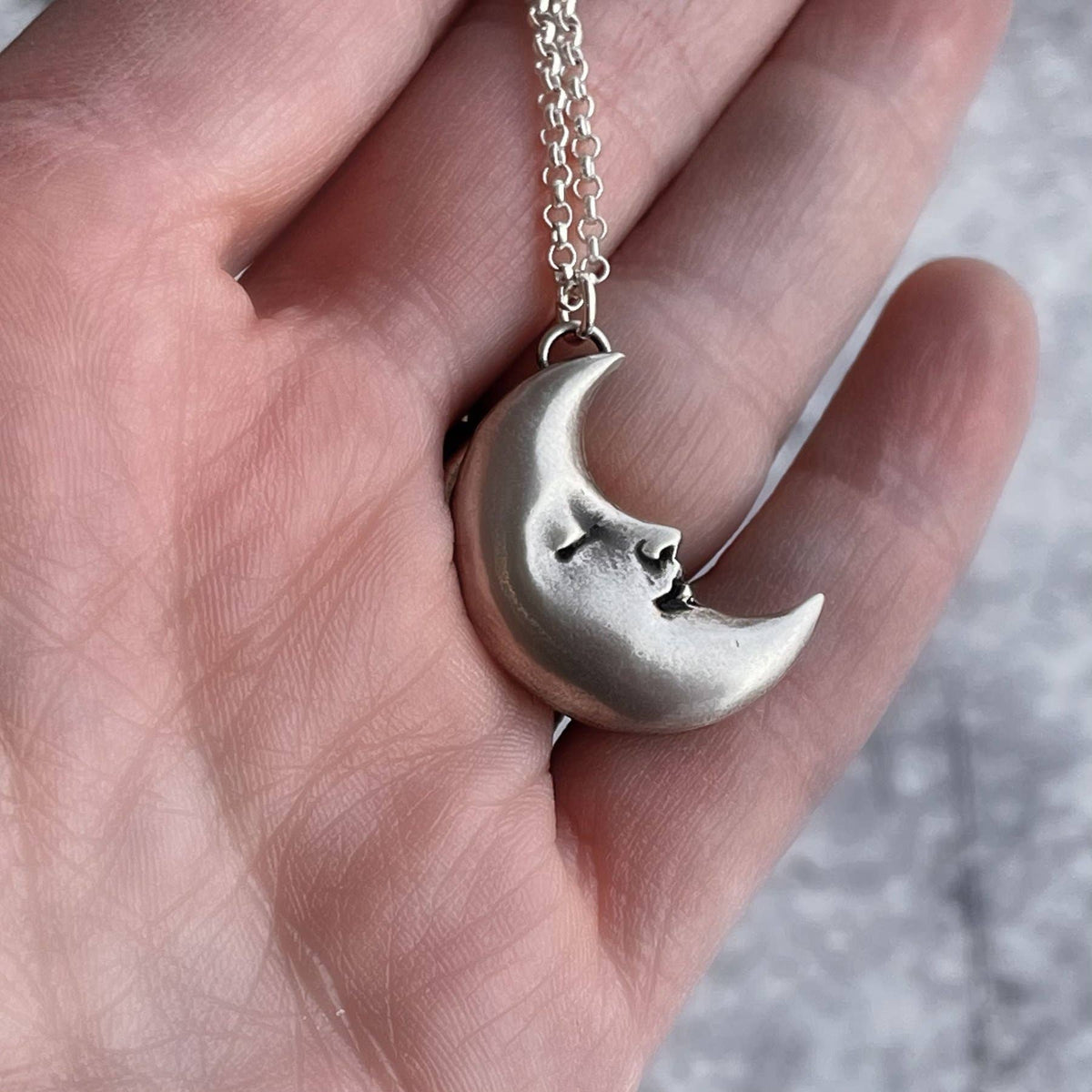 Sterling Silver Crescent Moon Necklace by Heidi J Hale