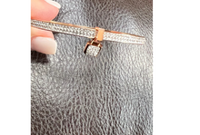 Load image into Gallery viewer, Rose Gold Lock Charm Bangle Bracelet

