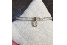 Load image into Gallery viewer, Gold Lock Charm Bangle Bracelet

