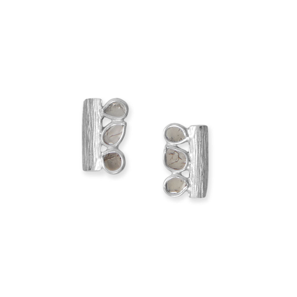 Rhodium Plated Polki Diamond Stud Earrings