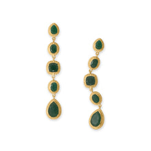 Load image into Gallery viewer, 14 Karat Gold Plated Green Quartz Long Drop Earrings
