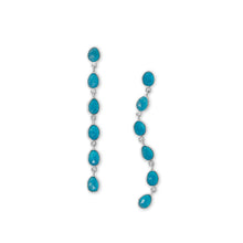 Load image into Gallery viewer, Rhodium Plated Dyed Jadeite Long Drop Earrings
