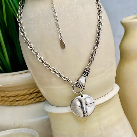"Never Let Go" Zen Moon Necklace by Heidi J Hale