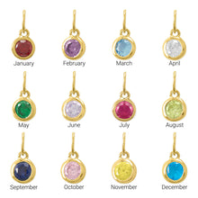 Load image into Gallery viewer, 14 Karat Gold Plated Round CZ Birthstone Charms (-December)
