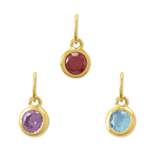 Load image into Gallery viewer, 14 Karat Gold Plated Round CZ Birthstone Charms (-December)
