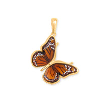 Load image into Gallery viewer, 24 Karat Gold Plated Baltic Amber Monarch Butterfly Pendant
