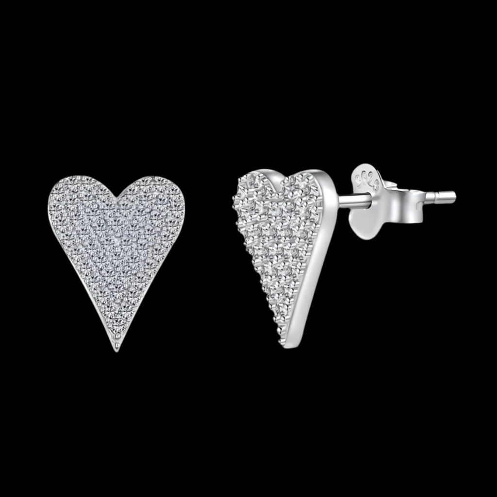 Sterling Silver Crystal Heart Earrings