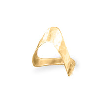 Load image into Gallery viewer, 14 Karat Gold Plated Hammered &quot;V&quot; Ring
