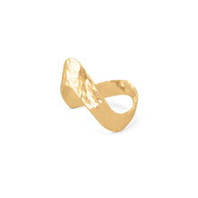 Load image into Gallery viewer, 14 Karat Gold Plated Hammered &quot;V&quot; Ring
