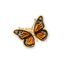 Load image into Gallery viewer, 24 Karat Gold Plated Baltic Amber Monarch Butterfly Ring
