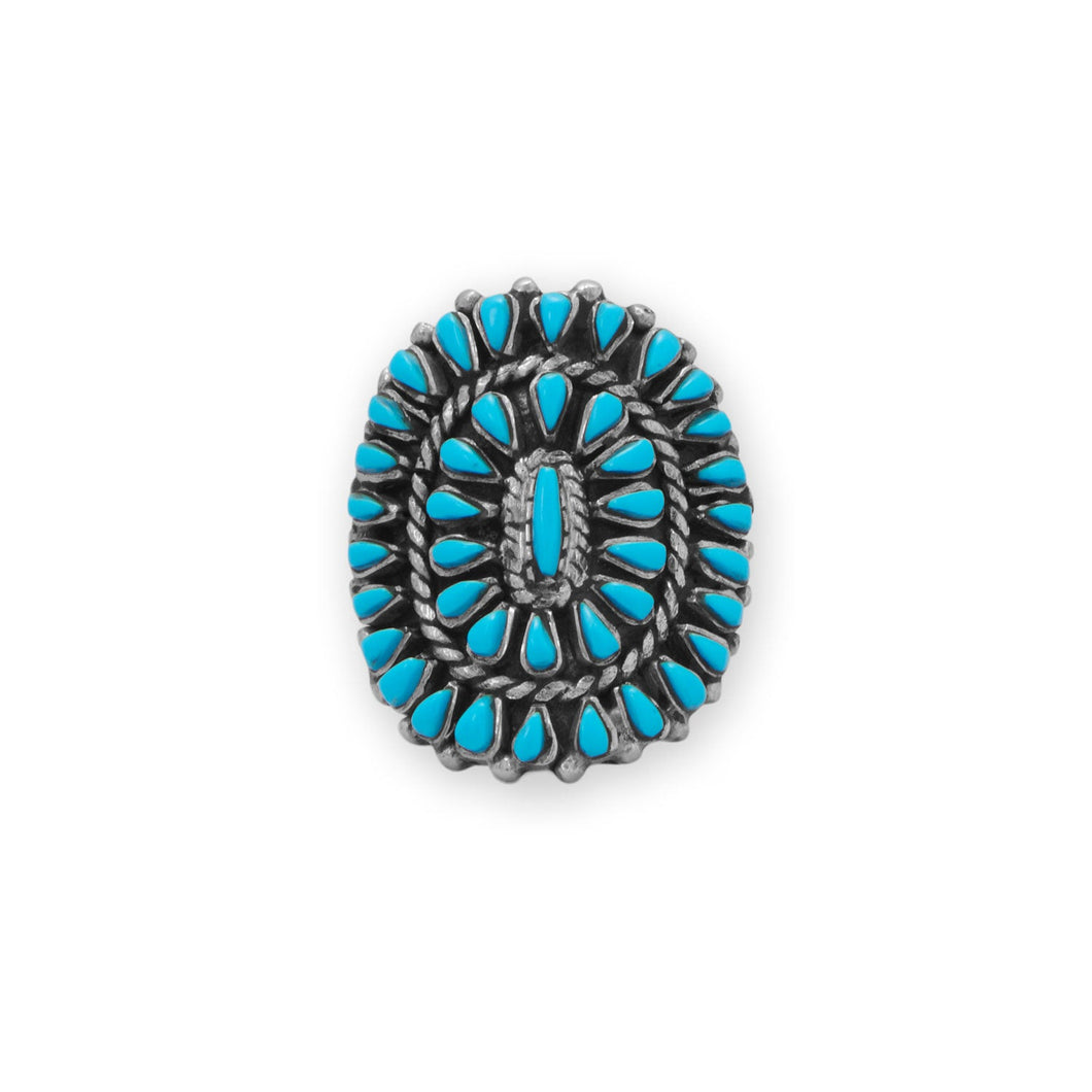 Oxidized Sunburst Turquoise Ring