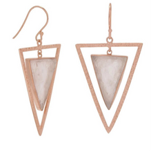 Load image into Gallery viewer, Rose Quartz Triangle Earrings
