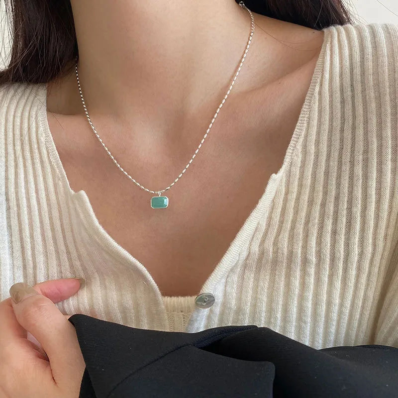 Dainty Sterling Necklace with Amazonite Stone