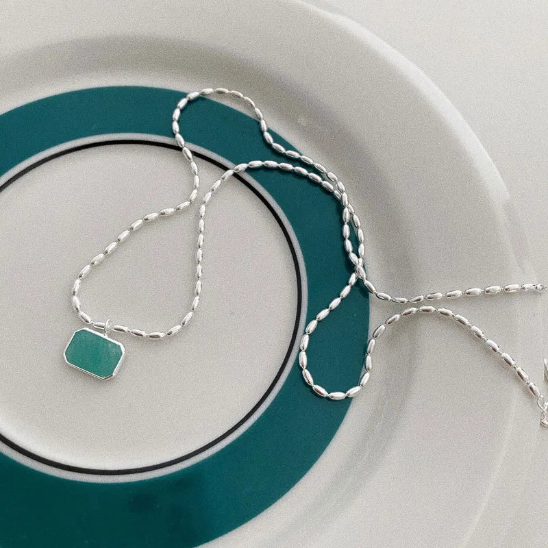Dainty Sterling Necklace with Amazonite Stone