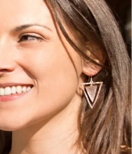 Load image into Gallery viewer, Rose Quartz Triangle Earrings
